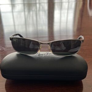 Ray-Ban Silver and Black Polarized Sunglasses with Case